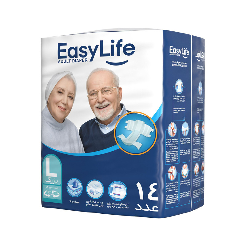 پوشینه چسبی بزرگسال ایزی لایف سایز بزرگ بسته 14 عددی