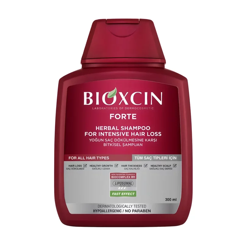 شامپو ضد ریزش بیوکسین قرمز مدل فورت حاوی عصاره 5 گیاه 300 میل